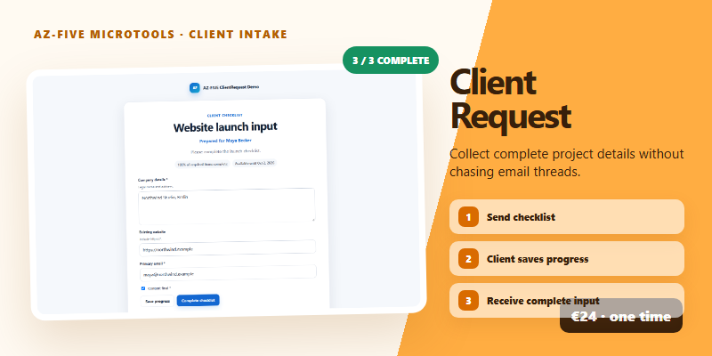 AZ-FIVE ClientRequest – self-hosted Kunden-Checklisten