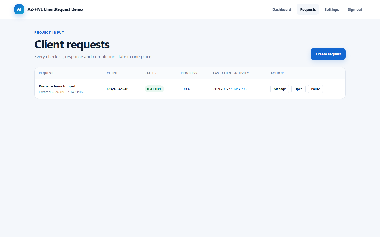 ClientRequest progress overview