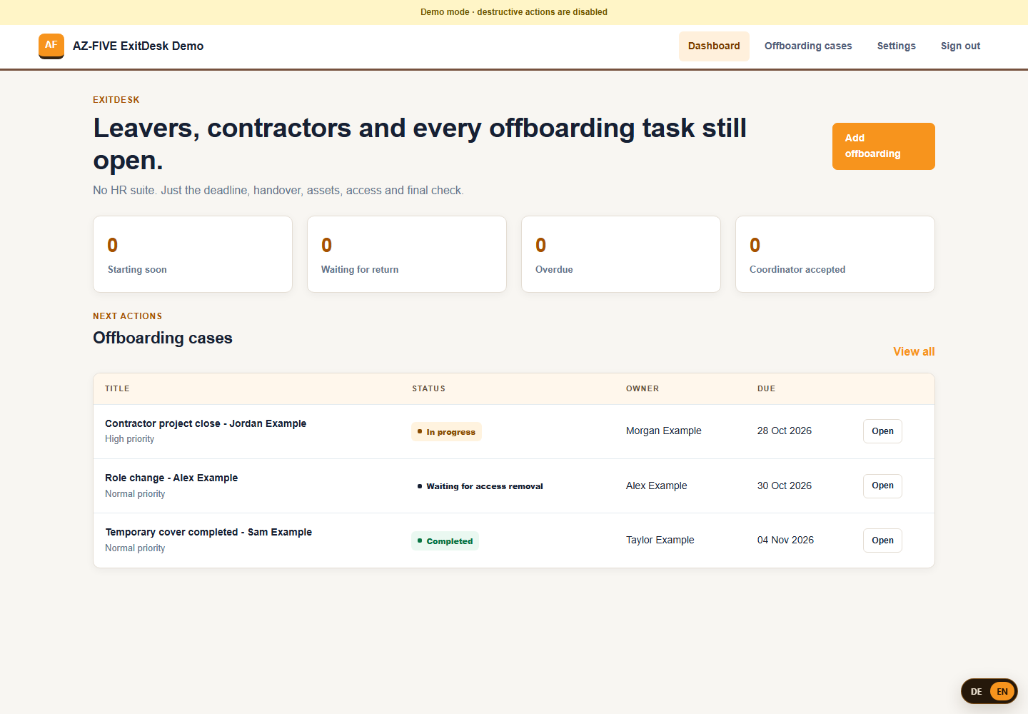 ExitDesk Dashboard