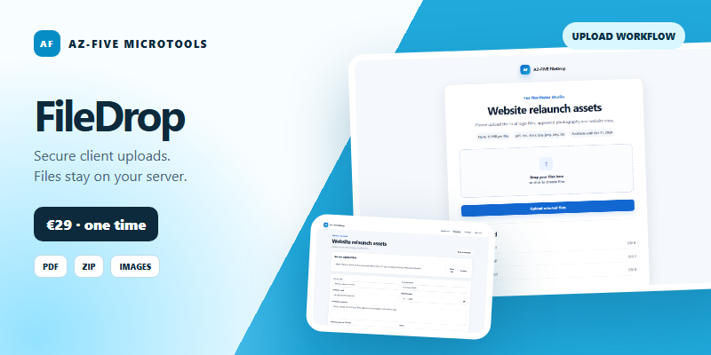 AZ-FIVE FileDrop – self-hosted PHP Upload Tool
