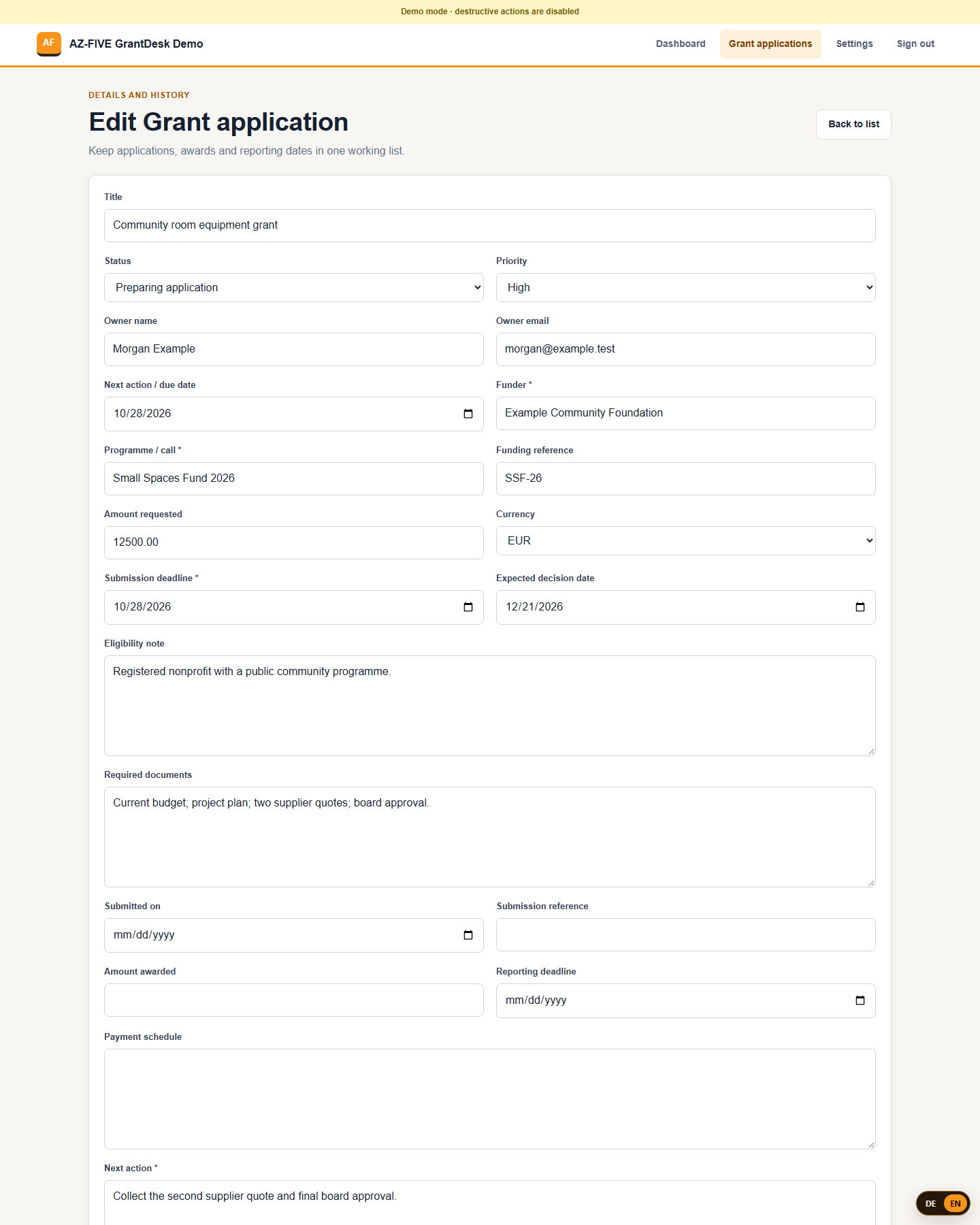 GrantDesk detail
