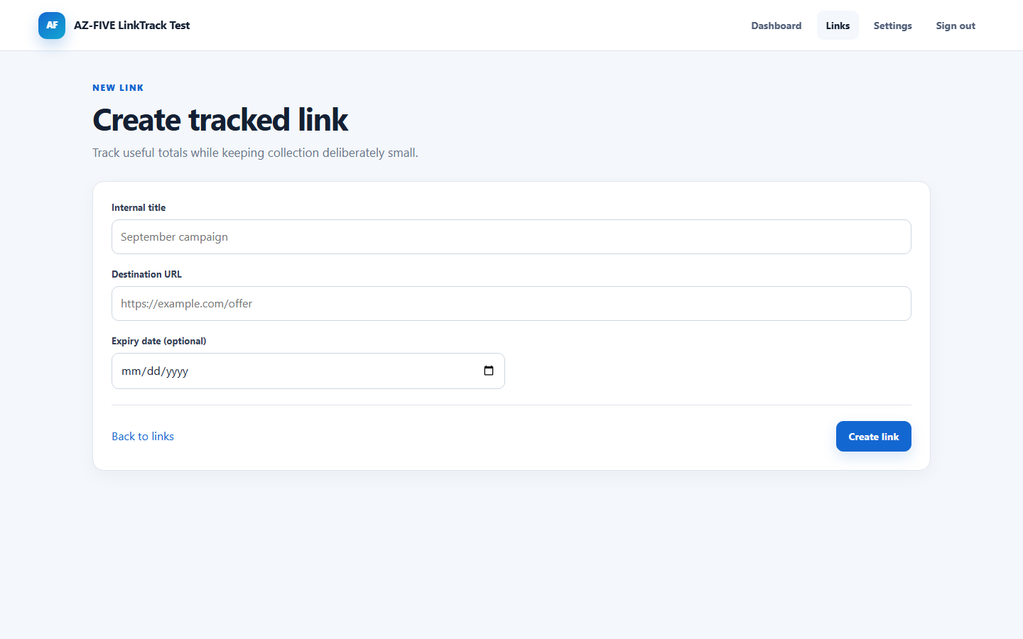 LinkTrack redirect link editor