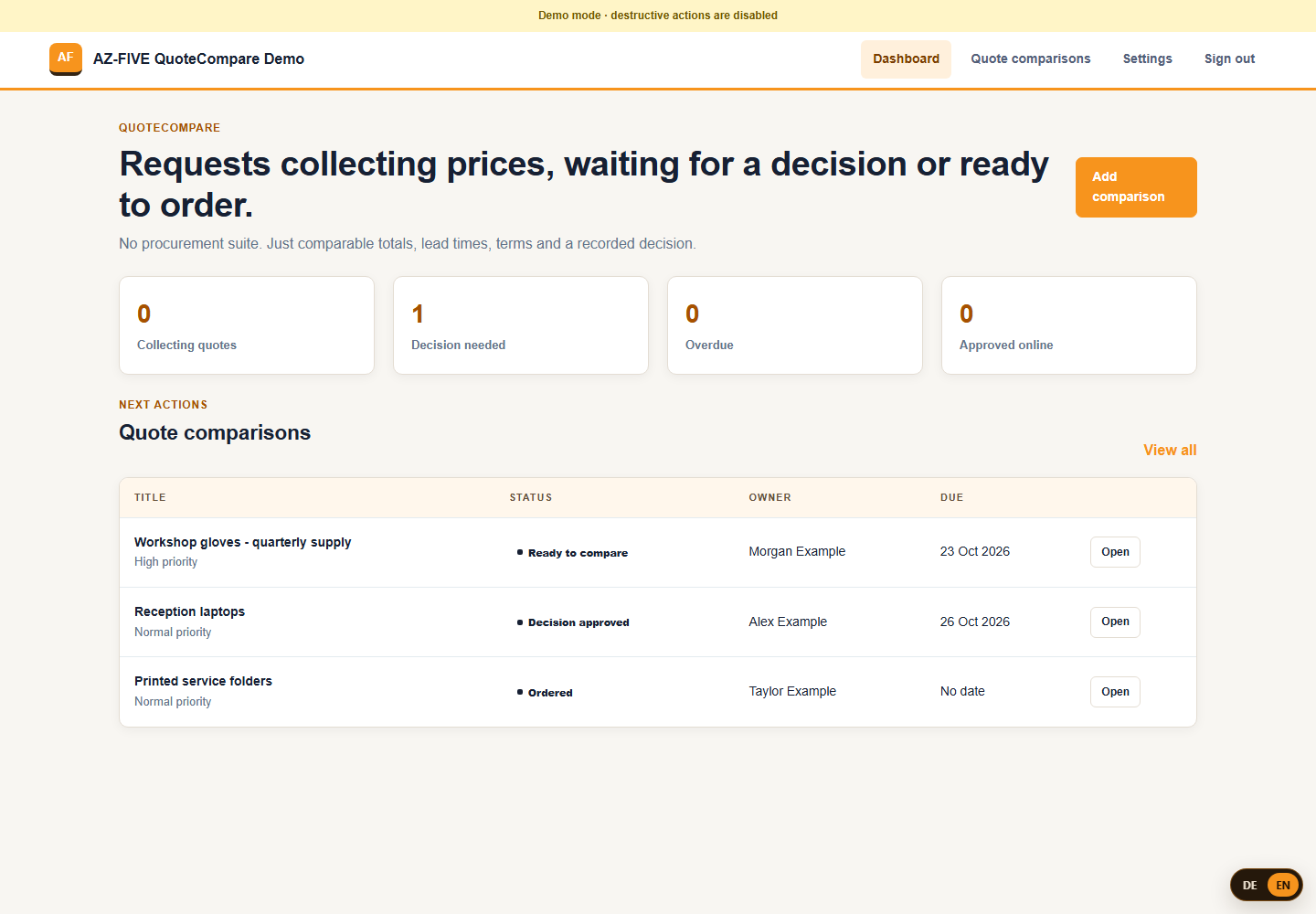 QuoteCompare Dashboard