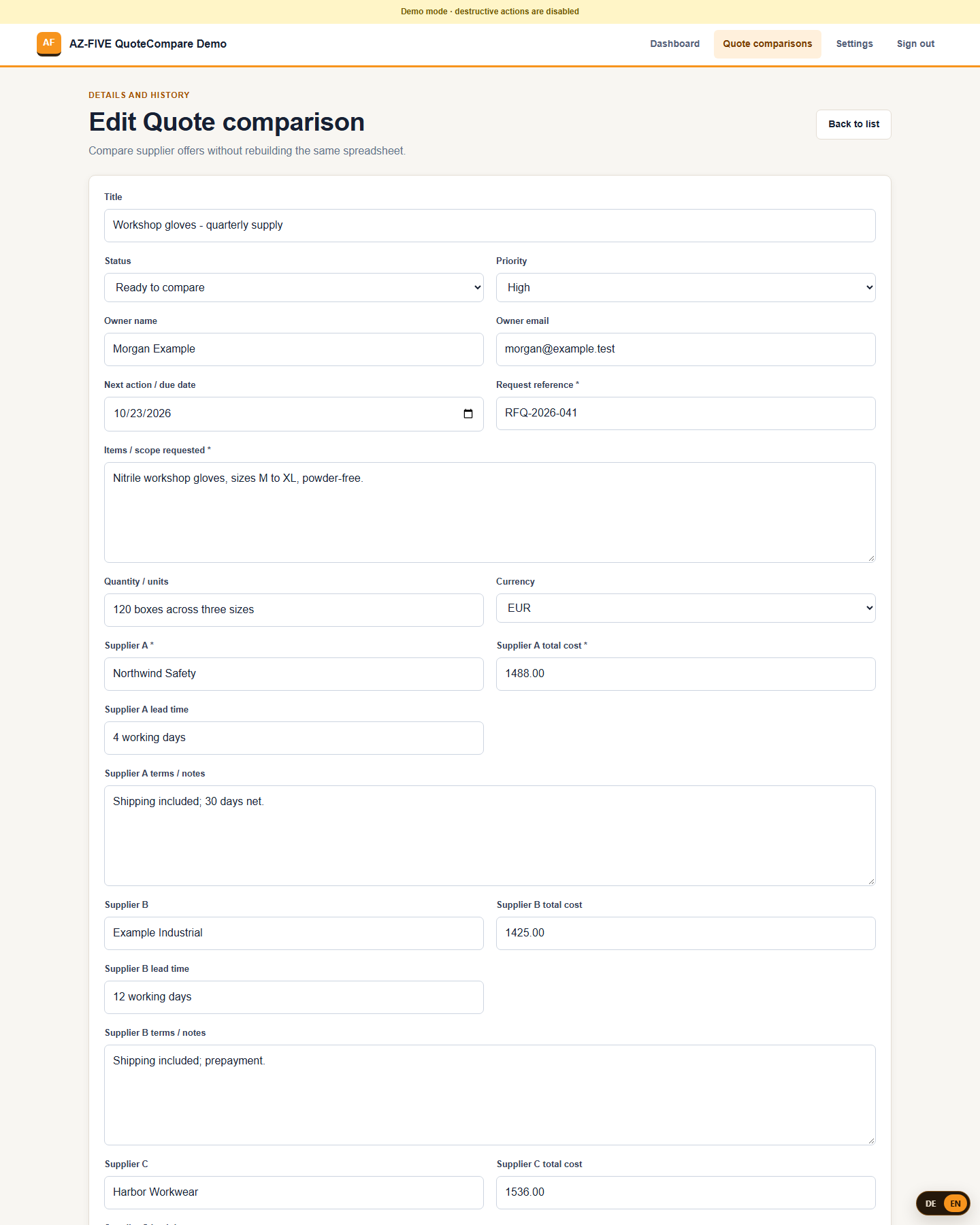 QuoteCompare detail