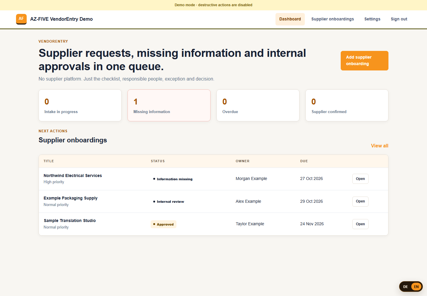 VendorEntry Dashboard